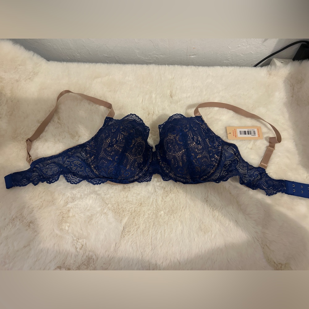 ThirdLove 24/7 Lace Balconette Bra in blue size 34D